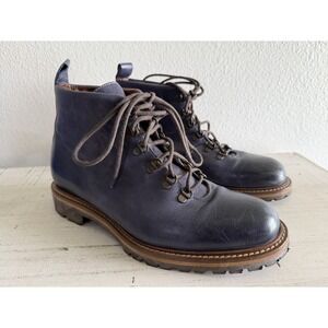 Massimo Matteo Italian Men's Ankle Boot Lace Up Navy Blue Gray‎ Size 8 M GUC